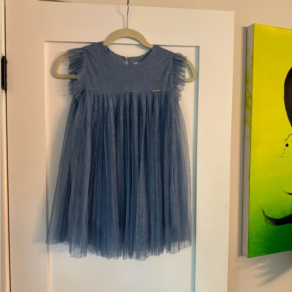 Blue Mayoral Chiffon pleated children’s dress
